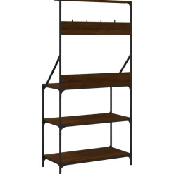 vidaXL Estantería de cocina con ganchos madera ingeniería marrón roble Marrón roble Best