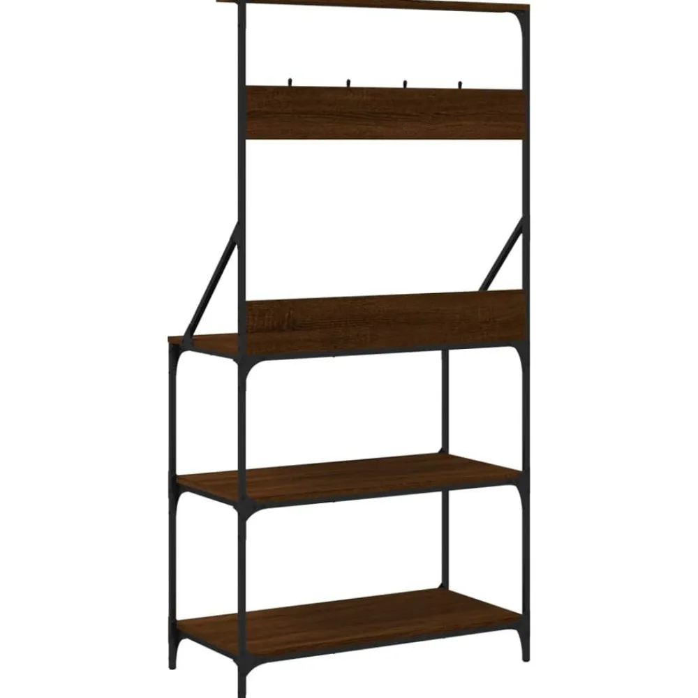 vidaXL Estantería de cocina con ganchos madera ingeniería marrón roble Marrón roble Best