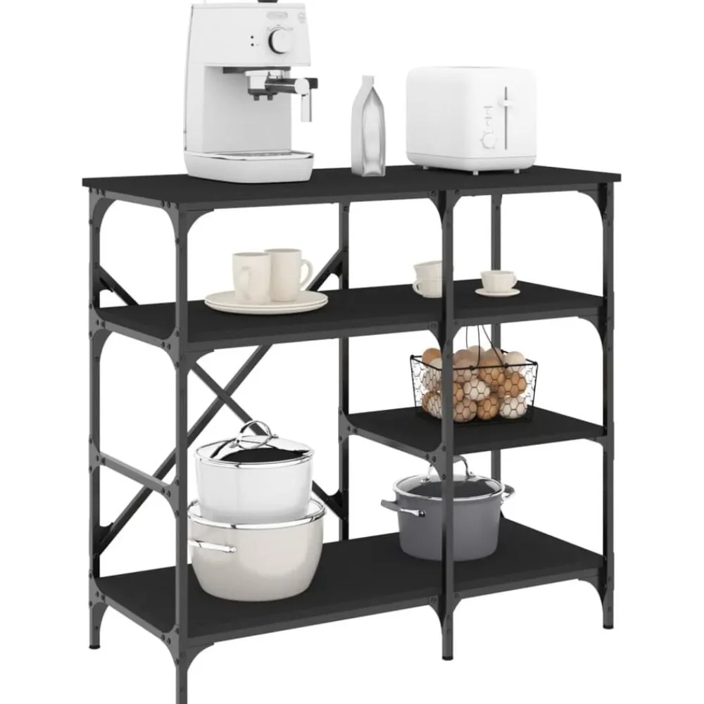 vidaXL Estantería de cocina madera ingeniería metal 90x40x84 cm Negro Best
