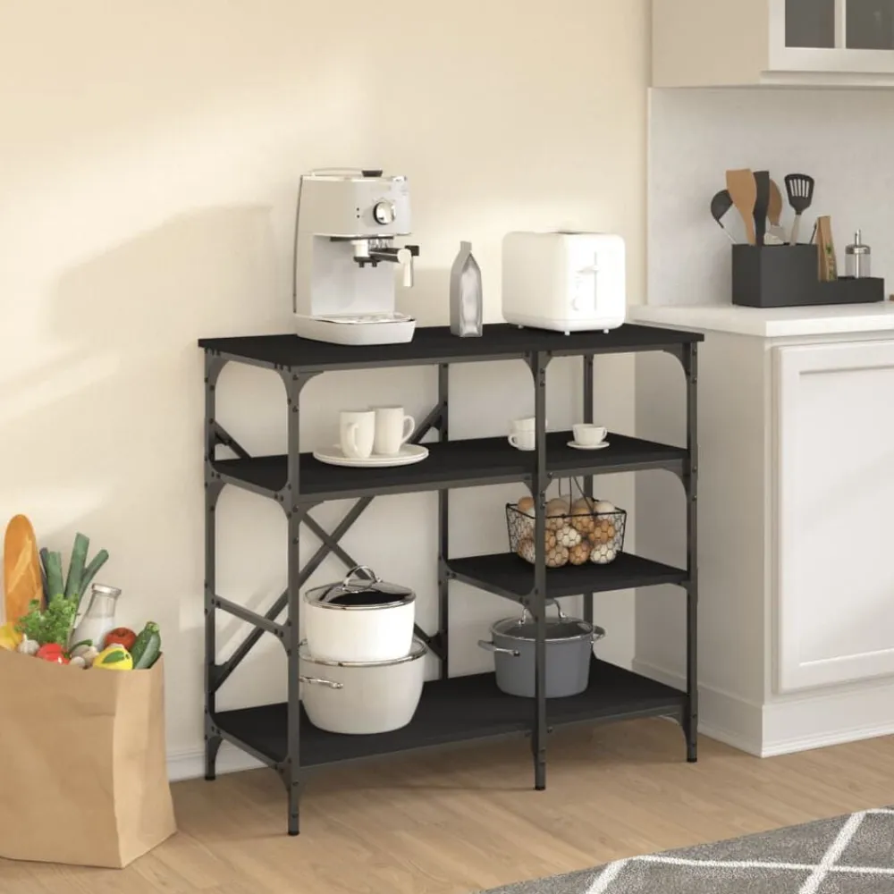 vidaXL Estantería de cocina madera ingeniería metal 90x40x84 cm Negro Best
