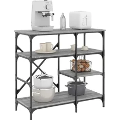 vidaXL Estantería de cocina madera ingeniería metal 90x40x84 cm Gris Outlet