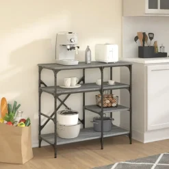 vidaXL Estantería de cocina madera ingeniería metal 90x40x84 cm Gris Outlet