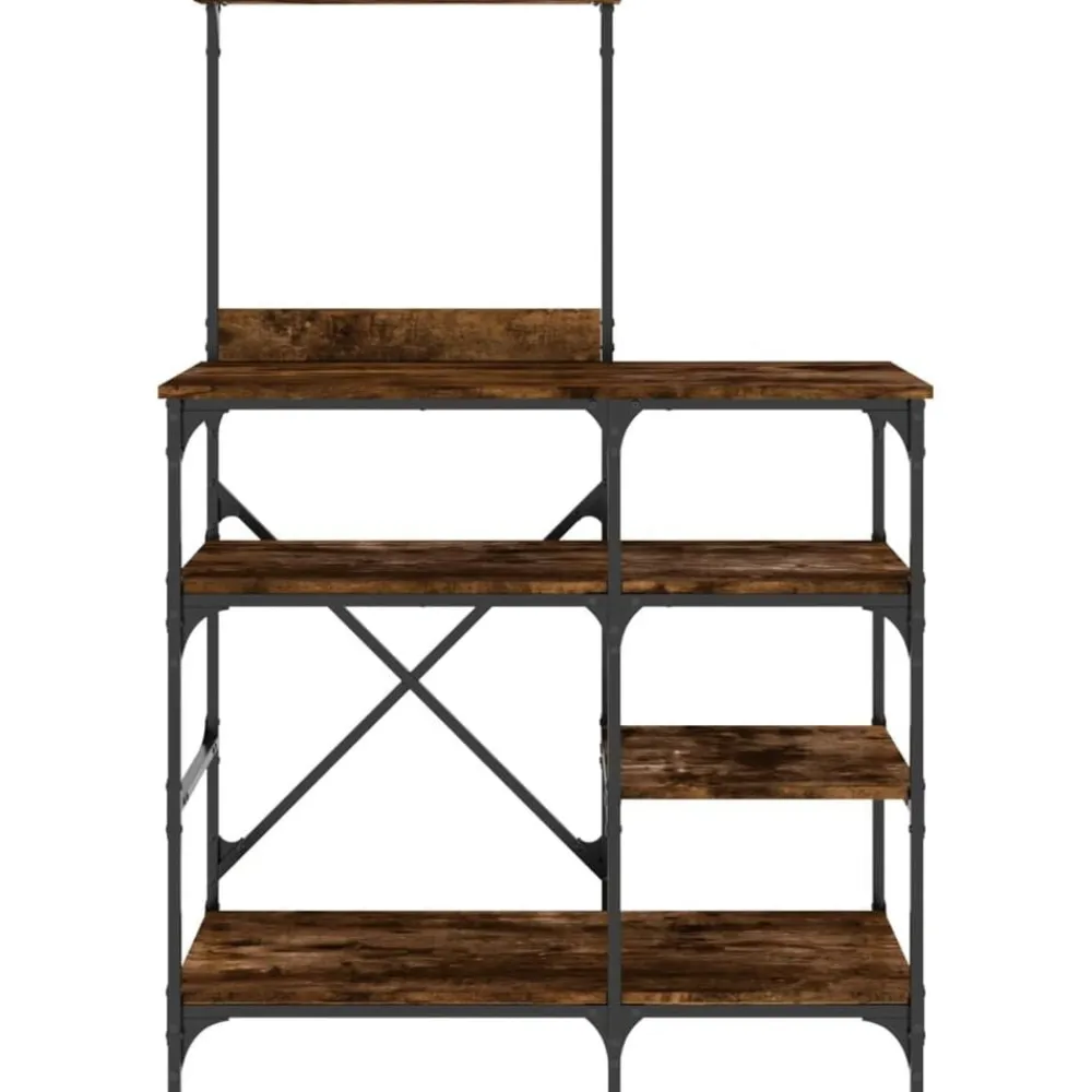 vidaXL Estantería de cocina madera ingeniería metal roble 90x40x132 cm Roble ahumado Outlet