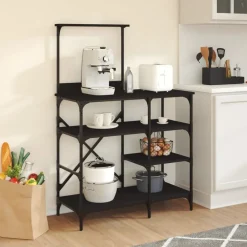 vidaXL Cocina Y Comedor-Estantería de cocina madera ingeniería metal 90x40x132 cm