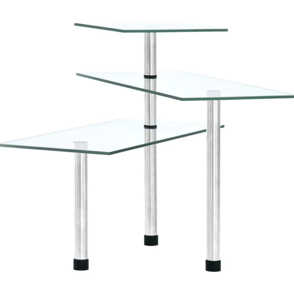 vidaXL Cocina Y Comedor-Estantería de cocina de esquina 3 niveles vidrio templado