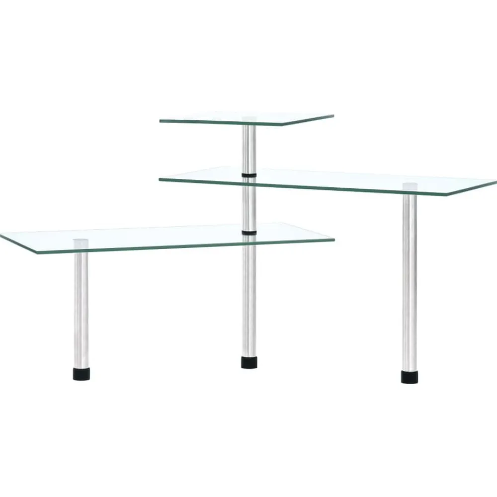vidaXL Cocina Y Comedor-Estantería de cocina de esquina 3 niveles vidrio templado