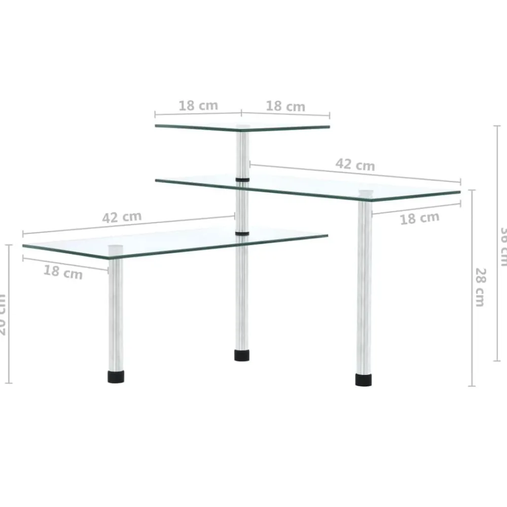 vidaXL Cocina Y Comedor-Estantería de cocina de esquina 3 niveles vidrio templado