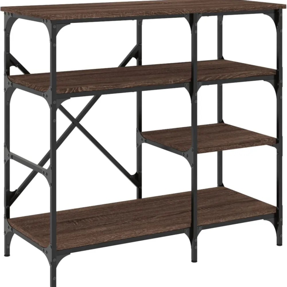 vidaXL Cocina Y Comedor-Estantería de cocina madera ingeniería metal marrón 90x40x84 cm