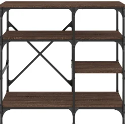 vidaXL Cocina Y Comedor-Estantería de cocina madera ingeniería metal marrón 90x40x84 cm