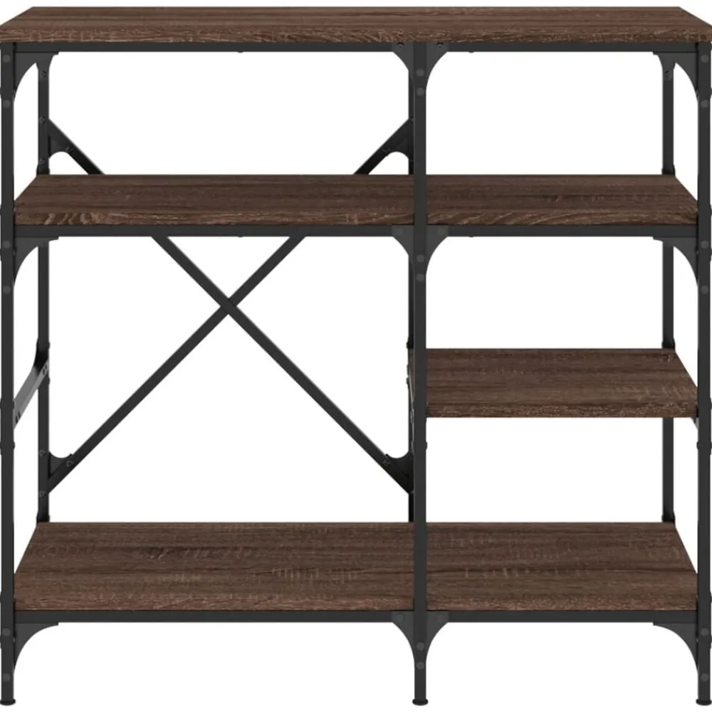 vidaXL Cocina Y Comedor-Estantería de cocina madera ingeniería metal marrón 90x40x84 cm