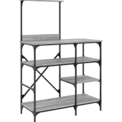vidaXL Estantería de cocina madera ingeniería metal gris 90x40x132 cm Gris sonoma Clearance