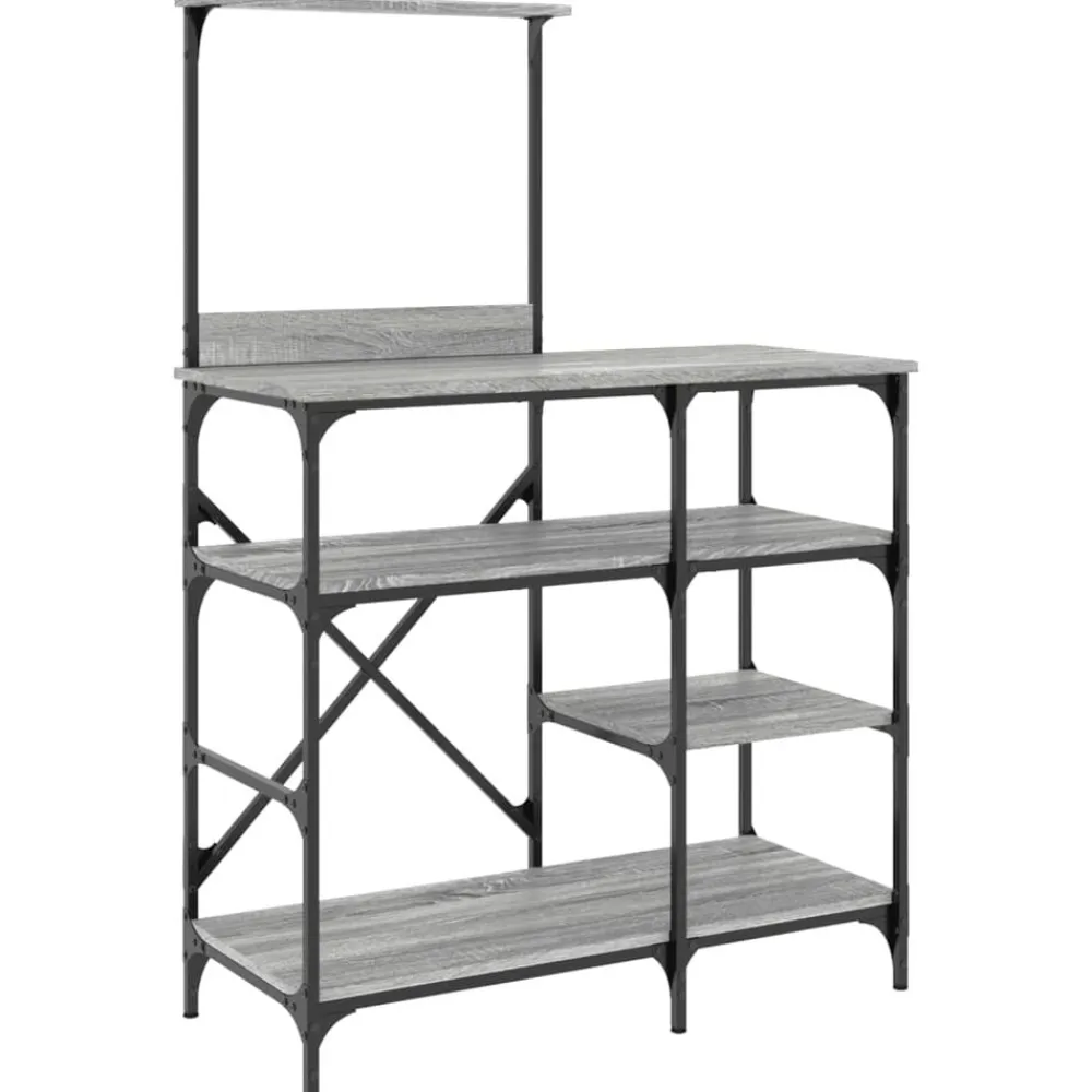 vidaXL Estantería de cocina madera ingeniería metal gris 90x40x132 cm Gris sonoma Clearance