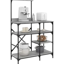 vidaXL Estantería de cocina madera ingeniería metal gris 90x40x132 cm Gris sonoma Clearance