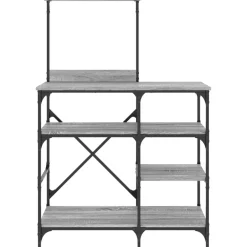 vidaXL Estantería de cocina madera ingeniería metal gris 90x40x132 cm Gris sonoma Clearance