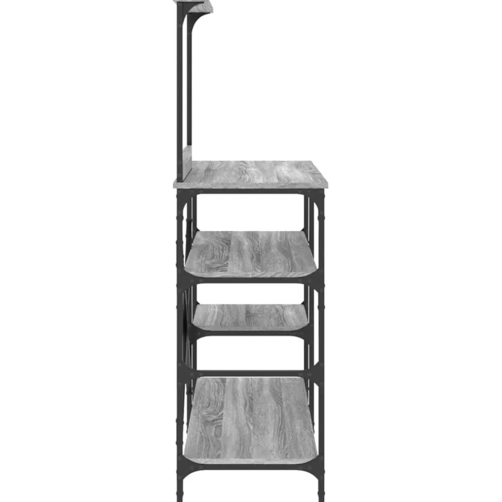 vidaXL Estantería de cocina madera ingeniería metal gris 90x40x132 cm Gris sonoma Clearance