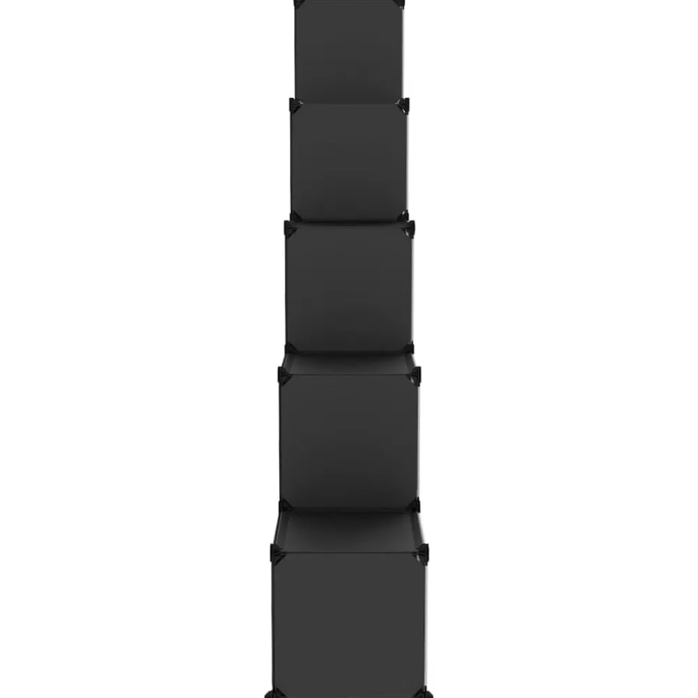 vidaXL Estantería de cubos con 15 compartimentos y puertas PP negro Negro y transparente New