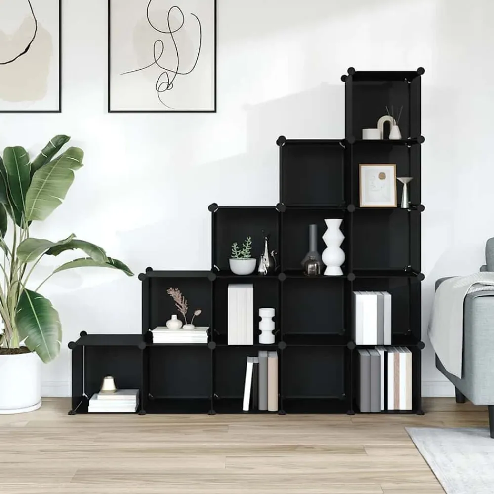 vidaXL Productos Del Hogar-Estantería de cubos con 15 compartimentos PP