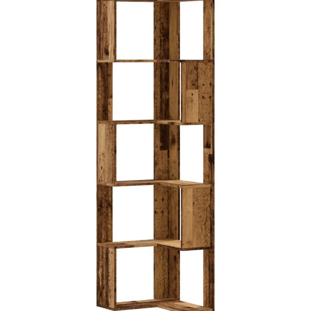 vidaXL Estantería de esquina 5 niveles madera envejecida 50x50x179 cm Madera antigua