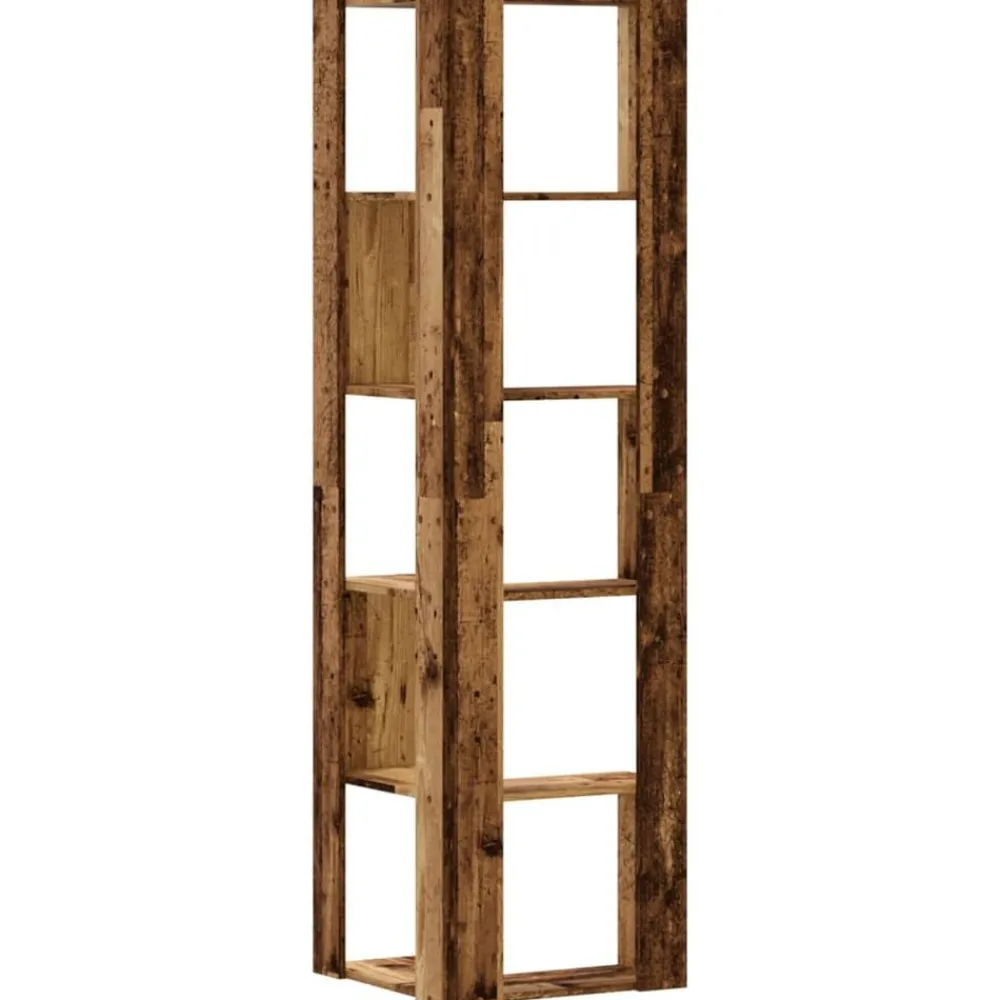 vidaXL Estantería de esquina 5 niveles madera envejecida 50x50x179 cm Madera antigua