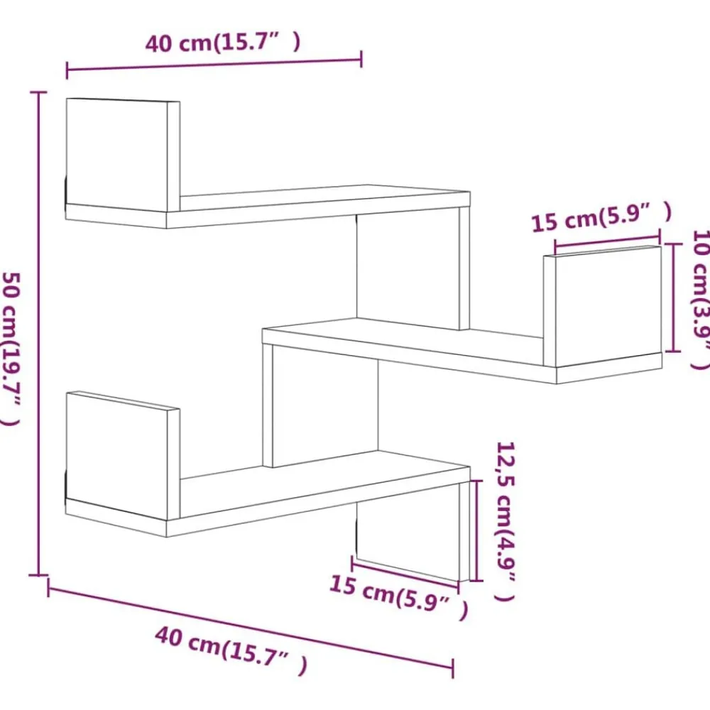 vidaXL Estanterías-Estantería de esquina de pared 40x40x50 cm