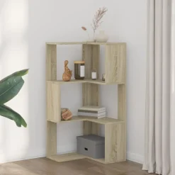 vidaXL Estanterías-Estantería de esquina 3 niveles madera 50x50x102cm