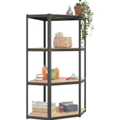 vidaXL Estantería de esquina 4 niveles madera y acero gris Antracita Best