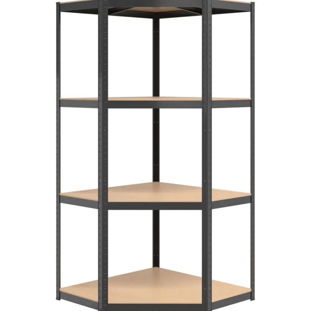 vidaXL Estantería de esquina 4 niveles madera y acero gris Antracita Best