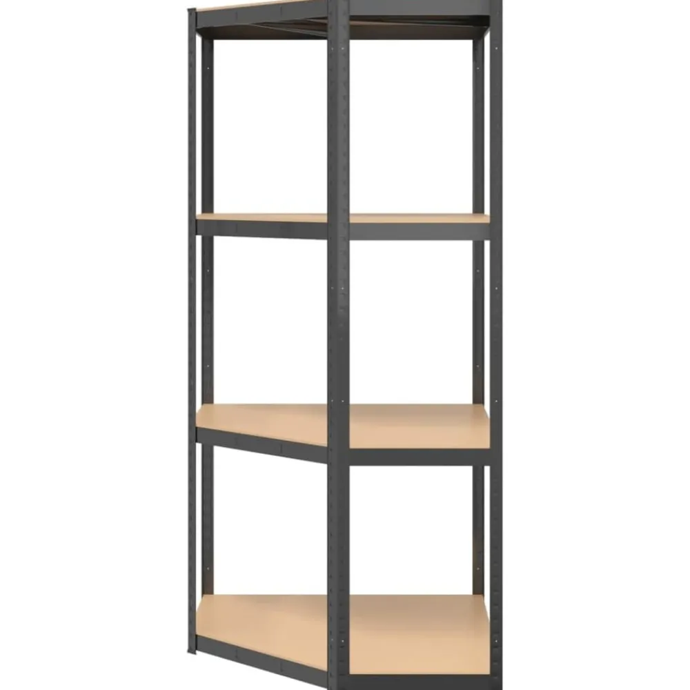 vidaXL Estantería de esquina 4 niveles madera y acero gris Antracita Best