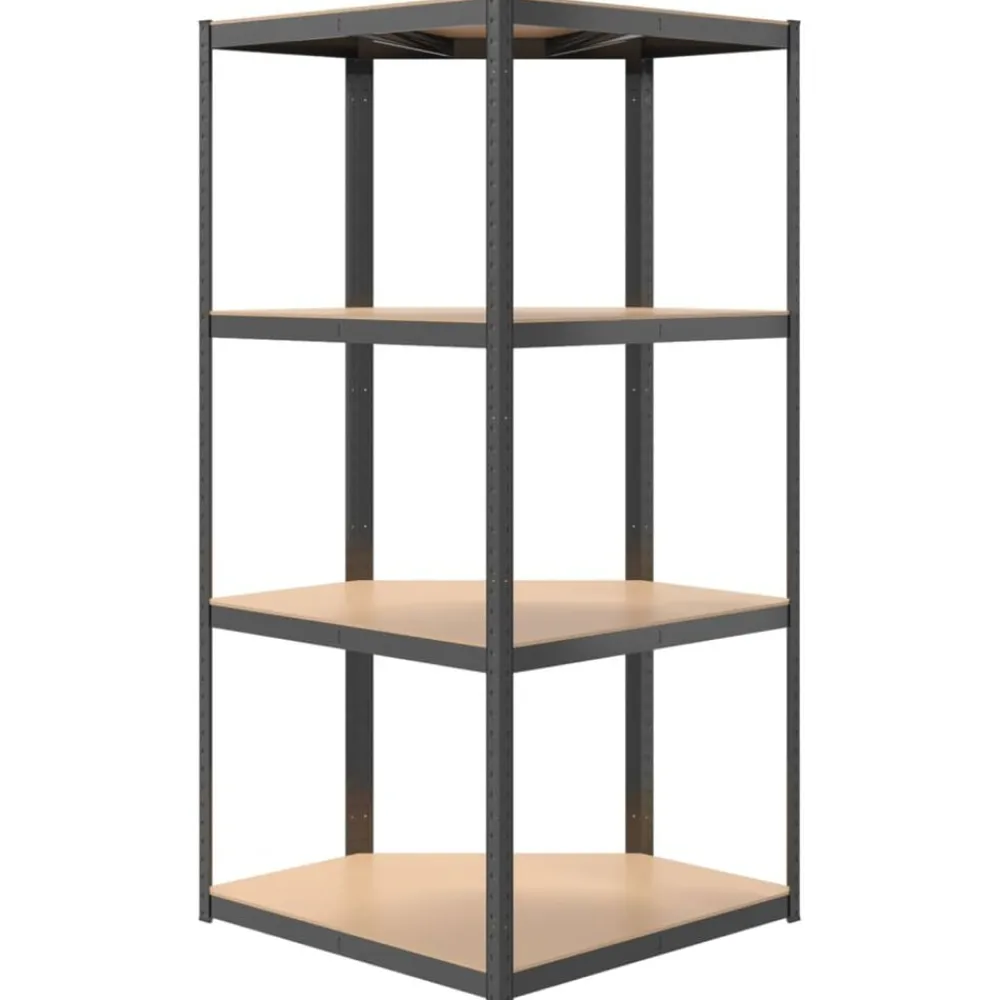vidaXL Estantería de esquina 4 niveles madera y acero gris Antracita Best
