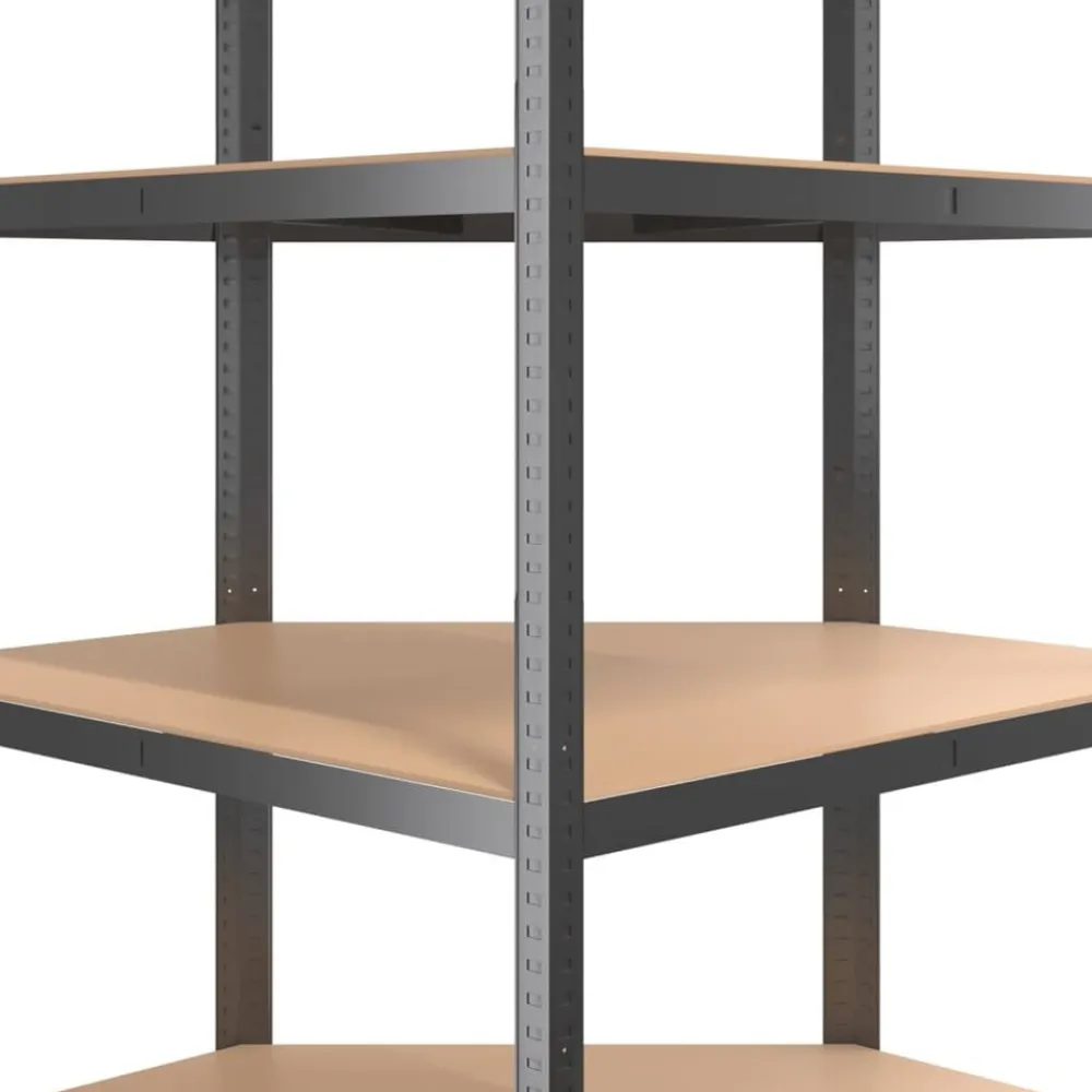 vidaXL Estantería de esquina 4 niveles madera y acero gris Antracita Best