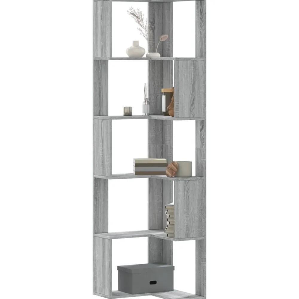 vidaXL Estantería de esquina 5 niveles madera 50x50x179 cm Gris sonoma Sale