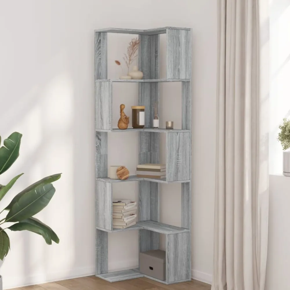 vidaXL Estantería de esquina 5 niveles madera 50x50x179 cm Gris sonoma Sale