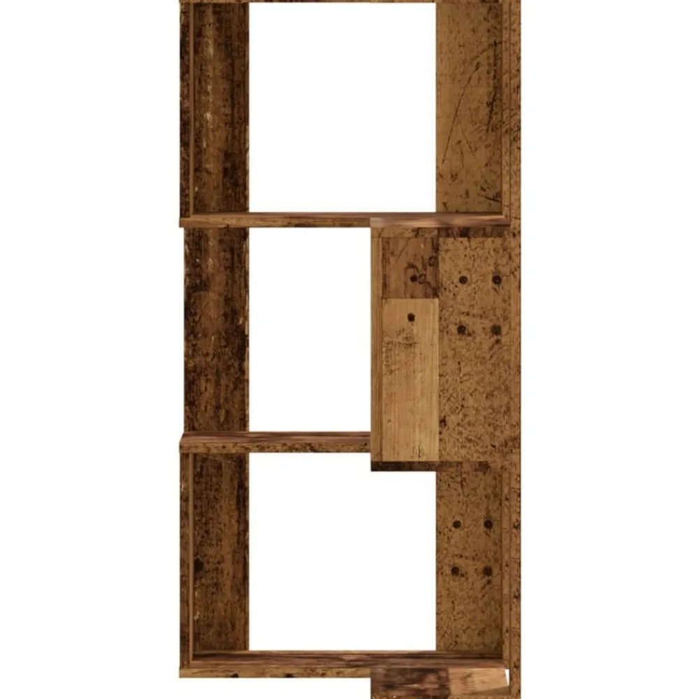 vidaXL Estanterías-Estantería de esquina 3 niveles madera envejecida 50x50x102 cm