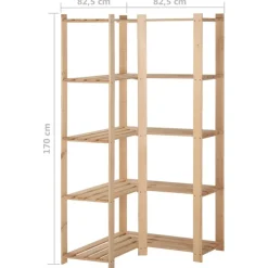 vidaXL Estantería de esquina 5 niveles pino macizo 82,5x82,5x170 cm Best