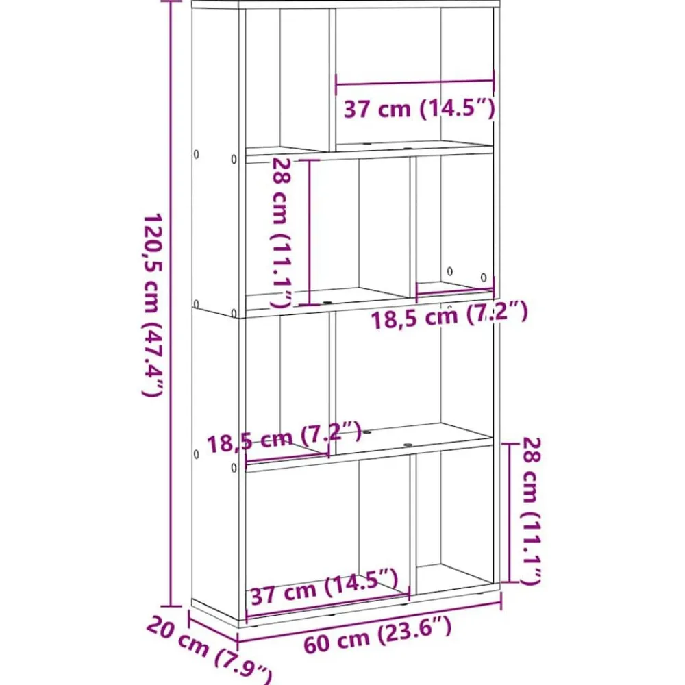 vidaXL Estantería de madera de ingeniería roble artisian 60x20x120,5 cm Roble artisan
