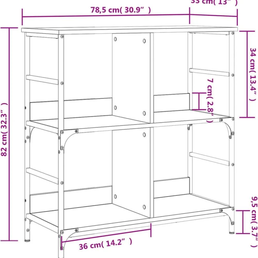 vidaXL Estantería de madera de ingeniería 78,5x33x82 cm Gris sonoma Discount
