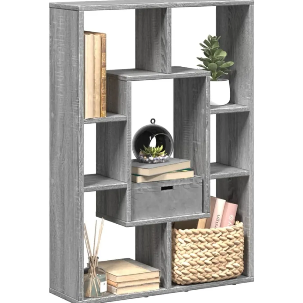 vidaXL Estantería de madera de ingeniería 63x20x90 cm Gris sonoma Discount