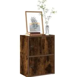 vidaXL Estantería de madera de ingeniería 40x24x52 cm Roble ahumado Clearance