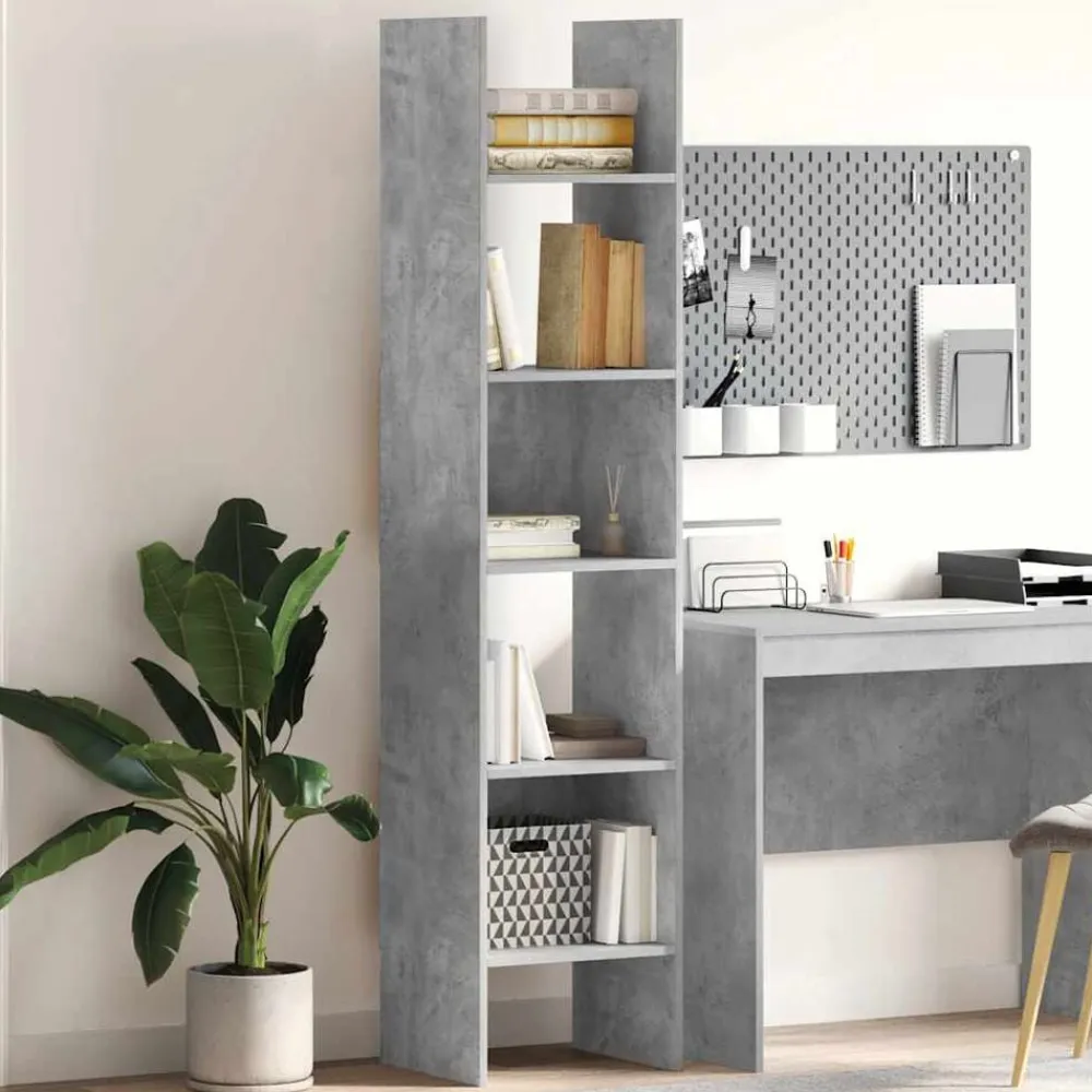 vidaXL Estanterías-Estantería de madera contrachapada gris hormigón 40x35x180 cm