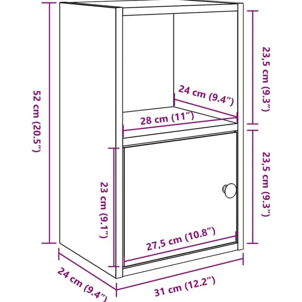 vidaXL Estanterías-Estantería de madera de ingeniería 31x24x52 cm