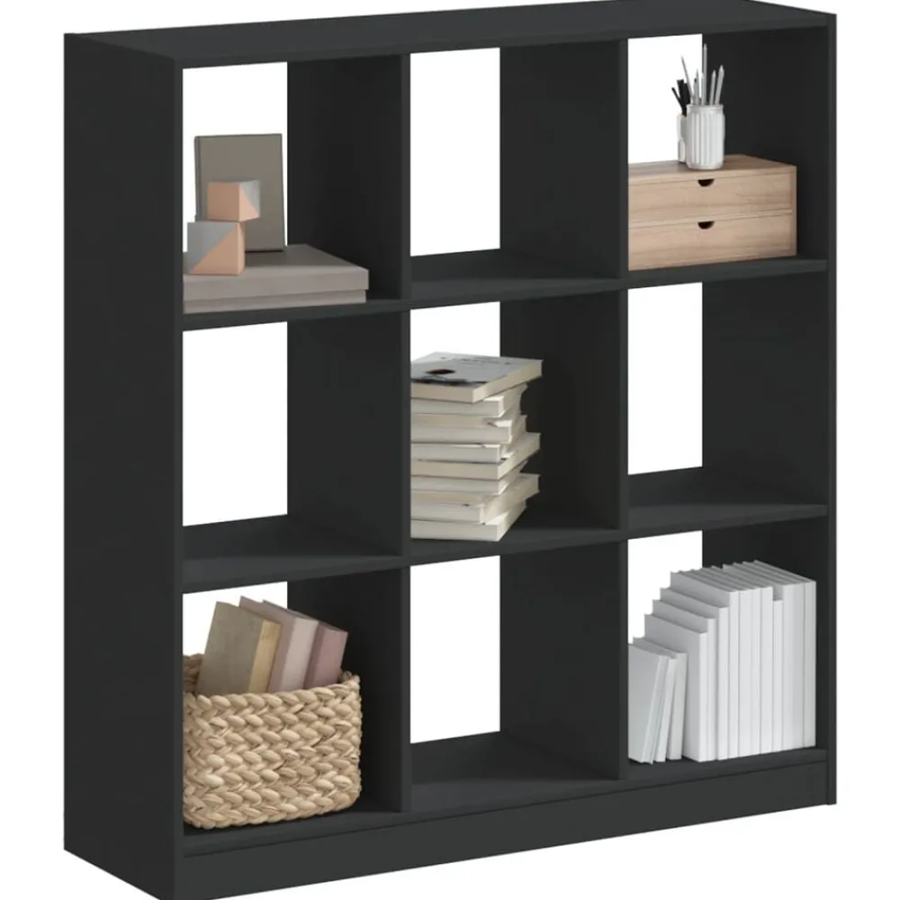 vidaXL Estanterías-Estantería de madera de ingeniería negra 102x32x108 cm