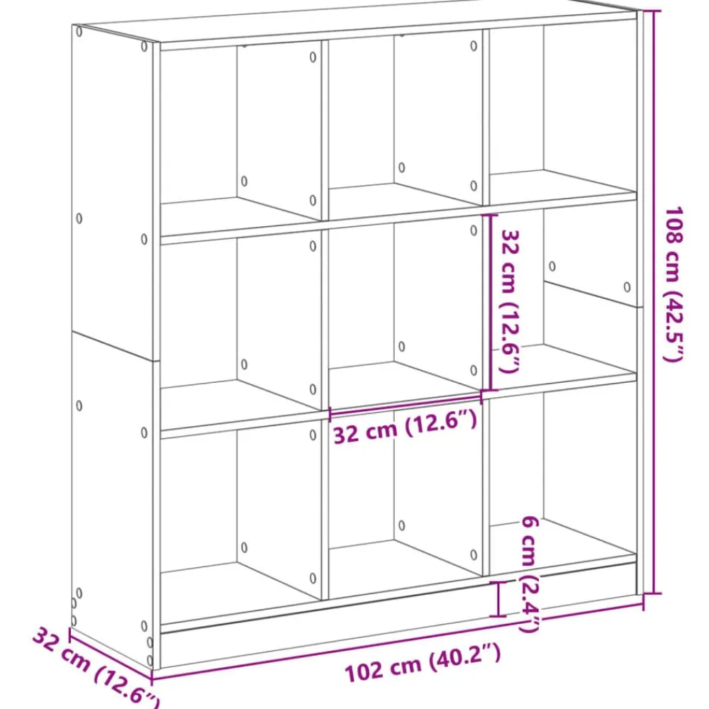 vidaXL Estanterías-Estantería de madera de ingeniería negra 102x32x108 cm