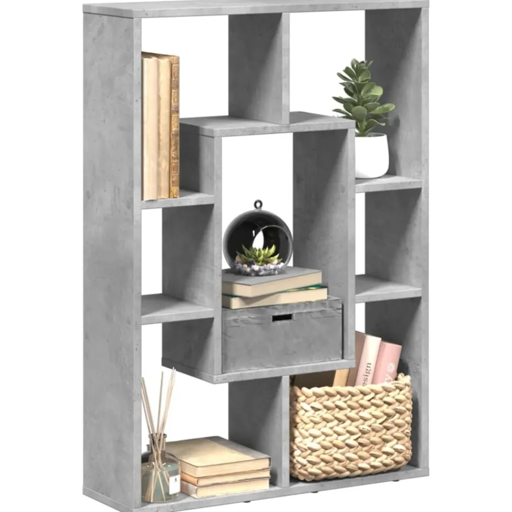 vidaXL Estanterías-Estantería de madera de ingeniería gris hormigón 63x20x90 cm