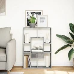 vidaXL Estanterías-Estantería de madera de ingeniería gris hormigón 63x20x90 cm