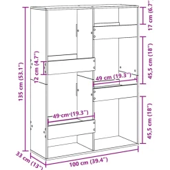 vidaXL Estantería de madera de ingeniería 100x33x135 cm Roble ahumado Hot