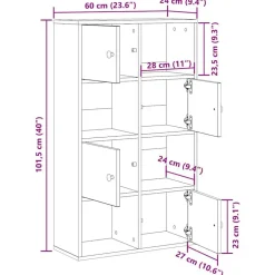 vidaXL Estantería de madera de ingeniería 60x24x101,5 cm Roble Sonoma