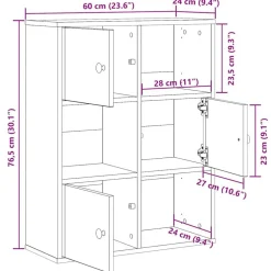 vidaXL Estanterías-Estantería de madera de ingeniería blanca 60x24x76,5 cm
