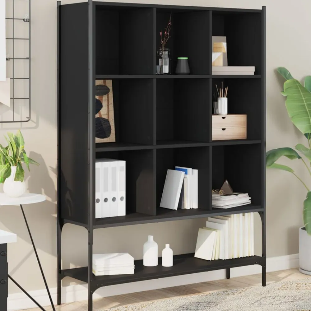 vidaXL Estantería de madera de ingeniería negra 102x30x141,5 cm Negro New