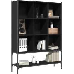 vidaXL Estantería de madera de ingeniería negra 102x30x141,5 cm Negro New
