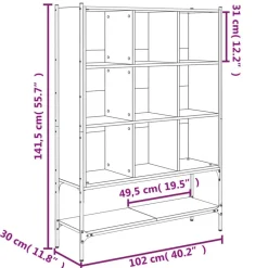 vidaXL Estantería de madera de ingeniería negra 102x30x141,5 cm Negro New